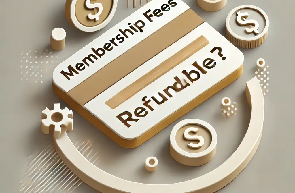 DALL·E 2024-12-16 13.19.30 - A visually appealing and professional image illustrating the theme of refund policies related to membership fees. The design should include symbolic e